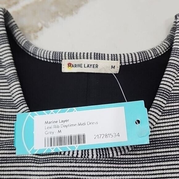 Marine Layer Striped Lexi Rib Daytime Midi Dress Sheath NWT Women's Medium - Picture 8 of 8